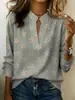 Camisa casual suelta de manga larga con estampado floral europeo y americano, transfronteriza Amazon AliExpress