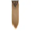 Extensiones de Cabello Europeas y Americanas Clip-In Juego de Siete Piezas, Pelucas para Mujer de Comercio Exterior, 16 Piezas de Cabello Clip-In, Cabello Largo Liso de Fibra de Alta Temperatura, Juego de Siete Piezas de Extensiones de Cabello