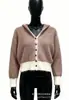 Cardigã de tricô listrado com capuz para mulheres, novo estilo outono/inverno, blocos de cor, modelagem solta, suéter macio e confortável, peça de cima casual e relaxada