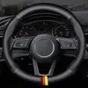 Cubierta de volante con patrón de fibra de carbono mate transfronteriza para coche, universal cuatro estaciones, antideslizante, resistente al desgaste, cosida a mano, absorbente de sudor, interior con joyas