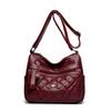 Bolsa de Maternidad con Bordado de Rombo y Cara Sonriente de Comercio Exterior, Bolso Pequeño Cuadrado tipo Canguro con Patrón de Piel de Oveja de Alta Gama, Bolso de Piel Genuina Nuevo para Mujer 2025