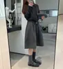 Falda Larga de Invierno 2026 para Mujer, Estilo Casual, Espesa de Lana, Forma de Capullo de Flor, Nueva, Elegante, Versátil, Adelgazante, Longitud Media, Estilo Paraguas
