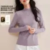 Capa Base Negra de Cuello Alto para Mujer con Acabado de Alta Gama, Tejido de Punto Otoño e Invierno, Ropa para Mujer Tallas Grandes, Nuevo Top de Lana Merino 2026