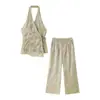 Pronto de Fábrica Atacado de Roupas Femininas para Comércio Exterior 2025 Novo Estilo Novo Estilo Chinês Popular Conjunto de Colete Preguiçoso e Relaxado