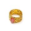 Anillo Retro Europeo y Americano de Acero Inoxidable con Oro de 18K Ahuecado Ojo de Gato para Mujer Ins Nicho de Alta Gama Versátil