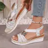 Sandalias para Mujer de Tallas Grandes Transfronterizas 2026 Verano Nuevas de Tacón Plano Cuña Boca de Pez Casuales Sandalias para Mujer wish Amazon