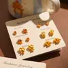 Set de Aretes de Pan de Agua Alcalina Lindos Dibujos Animados Divertidos Aretes de Croissant Pequeños y Delicados Aretes de Alta Gama