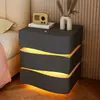 Mesita de Noche Estilo Crema Dormitorio Creativo Hogar Nuevo Moderno Simple Gabinete de Almacenamiento de Mesita de Noche de Alta Gama con Luz Venta al por Mayor