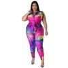 N7861 Talla grande transfronteriza para mujer Estampado 2023 Verano Pantalones de manga corta Traje casual de moda Nuevo Amazon