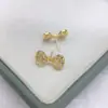 Joyas hechas a mano DIY aretes de perlas, soportes vacíos para aretes de perlas, accesorios de aretes de lazo de circón dulces, al por mayor