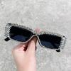 Gafas de Sol de Personalidad Nueva 2020 Combinables Caja Pequeña Gafas con Incrustaciones de Diamantes Gafas de Sol Divertidas Coloridas Hechas a Mano con Diamantes para Mujer