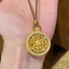 Oro Aluvial Nuevo Estilo Chino Cortado Rotatorio Brújula de los Ocho Tesoros Antiguos Cadena de Suéter Retro Collar Largo para Mujer