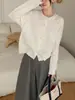 Cardigan de Punto Fino de Color Sólido con Cuello Redondo, Estilo Holgado Adelgazante Versátil Estilo Perezoso, Chaqueta Suéter Nueva Colección Primavera 2026 para Mujer