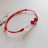 Artístico y Fresco Lichi Congelado Ágata Blanca Flor Cuerda de Mano Tejida a Mano Simple de Nicho Joyería de Mano de Alta Calidad para Mujer