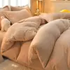 Juego de Cuatro Piezas de Terciopelo de Leche Color Puro Invierno Engrosado Dormitorio Estudiantil Juego de Tres Piezas Funda de Edredón de Terciopelo Funda de Almohada Sábanas Calidez de Doble Cara
