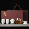 2026 Nuevo Modelo Porcelana de Jade Grasa de Oveja Juego de Té Kung Fu para Uso Doméstico, Incluye Gaiwan, Taza de Té y Mesa de Té, Juego de Tres Piezas