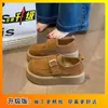 Mocasines de Suela Gruesa para Mujer 2026 Otoño Nuevo Estilo Ropa de Trabajo Suela Suave Slip-On Zapatos Birkenstock Casual Británico Zapatos Pequeños de Cuero Planos