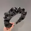 Elegante Faixa de Cabelo Elástica de Cetim de Cano Alto com Pregas, Acessório de Cabelo de Aba Larga Que Faz o Rosto Parecer Menor, Presilha de Cabelo Vintage de Alta Qualidade