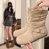 Botas de tornozelo retrô, casuais e estilosas para mulheres, nova coleção outono/inverno 2026, com um design inspirado na Birkenstock, estilo cowboy western e uma bota curta com forro de fleece e sola plana