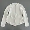 Estilo minimalista, cuello alto, cárdigan con doble cremallera, corte ajustado, favorecedor para figuras petite, nueva colección otoño/invierno, color liso, top/chaqueta cálida