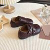 Zapatos de Piel Genuina para Niñas Suela Suave Primavera y Otoño 2025 Nuevos Zapatos Pequeños de Cuero Estilo Británico Retro para Niños y Bebés Antideslizantes