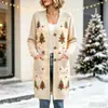 Nuevo cárdigan largo de punto con botones para Navidad, suéter abrigo de moda personalizado casual estampado de otoño e invierno para mujer