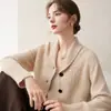 Cárdigan de Cachemir Azul y Verde para Mujer Otoño/Invierno 2026 Suéter de Punto Trenzado con Cuello en V Ropa Exterior Suéter Cardigan Espesado