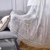 Cortinas Visillo Bordado Nórdico Blancas Visillo Semioscuro Bordado Soluble en Agua Visillo para Balcón Dormitorio Separador Visillo