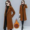 Abrigo de Lana Cálido para Otoño Invierno Mujer Longitud Media Simple Manga Larga Abrigo de Lana para Mujer Largo