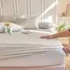Sábana Bajera Ajustable de Algodón Puro Estilo Minimalista, Cubrelecho 100% Algodón Puro, Sábana para Todas las Estaciones, Protector de Colchón para Cama de 1.8m