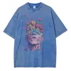 [Transfronterizo 230g] Camiseta Pesada de Algodón Puro con Flores Saliendo de los Ojos y la Cabeza de una Persona Camiseta Gráfica Retro
