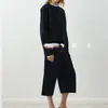 CES Novo estilo outono gola redonda manga raglan moletom pulôver top e calça casual de perna larga três quartos conjunto casual de duas peças