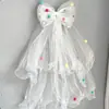 Véu de Aniversário Infantil Dopamina Bola Colorida Rede Gaze Gaze Fofo Laço Atmosférico Acessório de Cabeça Adereços de Foto de Princesa