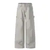 K5627 Jeans Masculino Vintage Lavado Desconstruído com Design de Tinta Salpicada High Street Retrô Americano Unissex de Perna Larga Solto