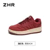 Tênis de sola grossa feminino ZHR, nova coleção primavera/outono 2026, sapatos casuais vermelhos retrô, tênis esportivos de sola macia, sapatos de casal