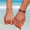 Conjunto de Cadena Cubana con Circonita Incrustada en Forma de Corazón para Pareja Anillo y Pulsera de Acero Inoxidable Lisos Regalo de San Valentín