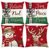 Funda de cojín de Papá Noel estilo acuarela, con un estampado de dibujos animados bordado, adecuada para sofás de estilo americano y decoraciones navideñas