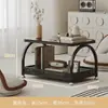 Ventana Saliente Mesa Pequeña Dormitorio Hogar Tatami Vidrio Mesa de Café Pequeña Celebridad de Internet Estilo Crema Balcón Mesa Baja de Ocio Mesa Kang