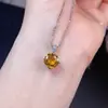 Colgante de Citrino Amarillo Natural de Calidad Impecable, Fuerte Brillo, Incrustación de Plata 925, Piedra Principal 9*9mm, Venta Directa del Fabricante