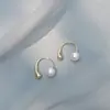 Brincos Simples de Pérola Gota d'Água para Mulheres, Estilo Coreano, Brincos Elegantes de Uso Duplo, Novo Estilo, Ganchos de Orelha Únicos, Acessórios de Orelha Estilo Ins