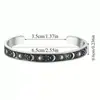 Pulsera Abierta en Forma de C de Acero Inoxidable Elemento de Sol Luna Estrella Europeo y Americano Transfronterizo Pulsera Plateada Abierta Lista para la Venta