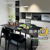 Mesa de comedor negra, mesa de comedor y sillas de pizarra modernas, juego para apartamento pequeño, lujo ligero, uso doméstico simple, estilo italiano, mesa de comedor rectangular