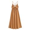 Verão Decote V Profundo Halterneck Sem Costas Elástico Feminino Novo Francês Sexy Estilo Resort Beira-Mar Vestido Midi Drapeado