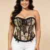 Top corsé de talla grande para mujer con estampado de jacquard estilo pintura al óleo, diseñado para usarse sobre otras prendas, con cintura ajustada y efecto adelgazante, disponible en talla 4XL