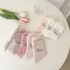 Calcetines Rosas para Mujer, Calcetines de Algodón Finos de Media Pantorrilla para Primavera y Otoño, Estilo Ins de Moda, Lindos Calcetines Largos Blancos de Arcoíris Estilo Celebridad de Internet Japonesa