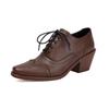 Zapatos de mujer de estilo británico, cabeza cuadrada pequeña, tacón grueso, tacones altos, con cordones, talla grande, talla de comercio exterior T2-3