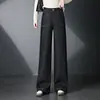 3106 Jeans Feminino Primavera e Outono Perna Larga Novo Estilo Algodão Lavado Stretch Calça Reta Versátil Cintura Alta Solta Longa