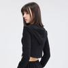 2026 Novo Estilo Top de Yoga com Capuz, Roupa Esportiva Curta para Corrida, Roupa Fitness, Jaqueta Feminina de Manga Longa