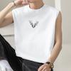 Chaleco de Algodón Puro para Hombre Verano Fitness Valla Baloncesto Deportes Chaleco de Hombro Ancho Camiseta sin Mangas de Algodón Americano