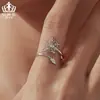 Anillo Abierto Original Dopamina Mariposa Circonita Aifuler Plata de Ley S925 Animal de Moda Anillo Ajustable